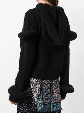 JW ANDERSON Black Knit Sweater with Unique Sleeve Design